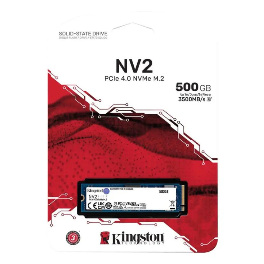 Kingston NV2 500G M.2 2280 NVMe Internal SSD | PCIe 4.0 Gen 4x4 | Up to 3500 MB/s | SNV2S/500G