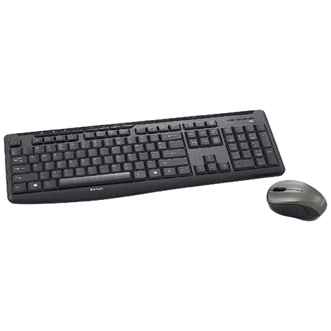 Verbatim Wireless Silent Mouse & Keyboard Combo - 2.4GHz with Nano Receiver - Ergonomic, Noiseless, and Silent for Mac and Windows - Graphite - 20.80in. x 6.50in. x 1.70in., Black (99779)