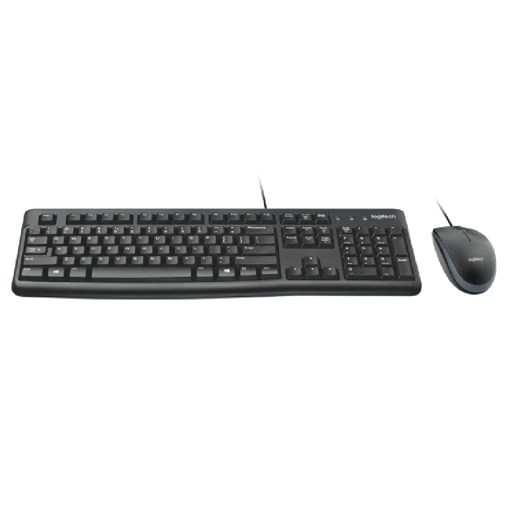 Logitech MK120 Wired Keyboard and Mouse Combo for Windows, Optical Wired Mouse, Full-Size Keyboard, USB Plug-and-Play, Compatible with PC, Laptop - Black