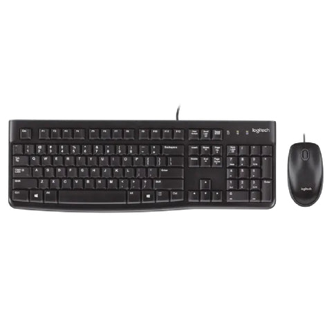 Logitech MK120 Wired Keyboard and Mouse Combo for Windows, Optical Wired Mouse, Full-Size Keyboard, USB Plug-and-Play, Compatible with PC, Laptop - Black