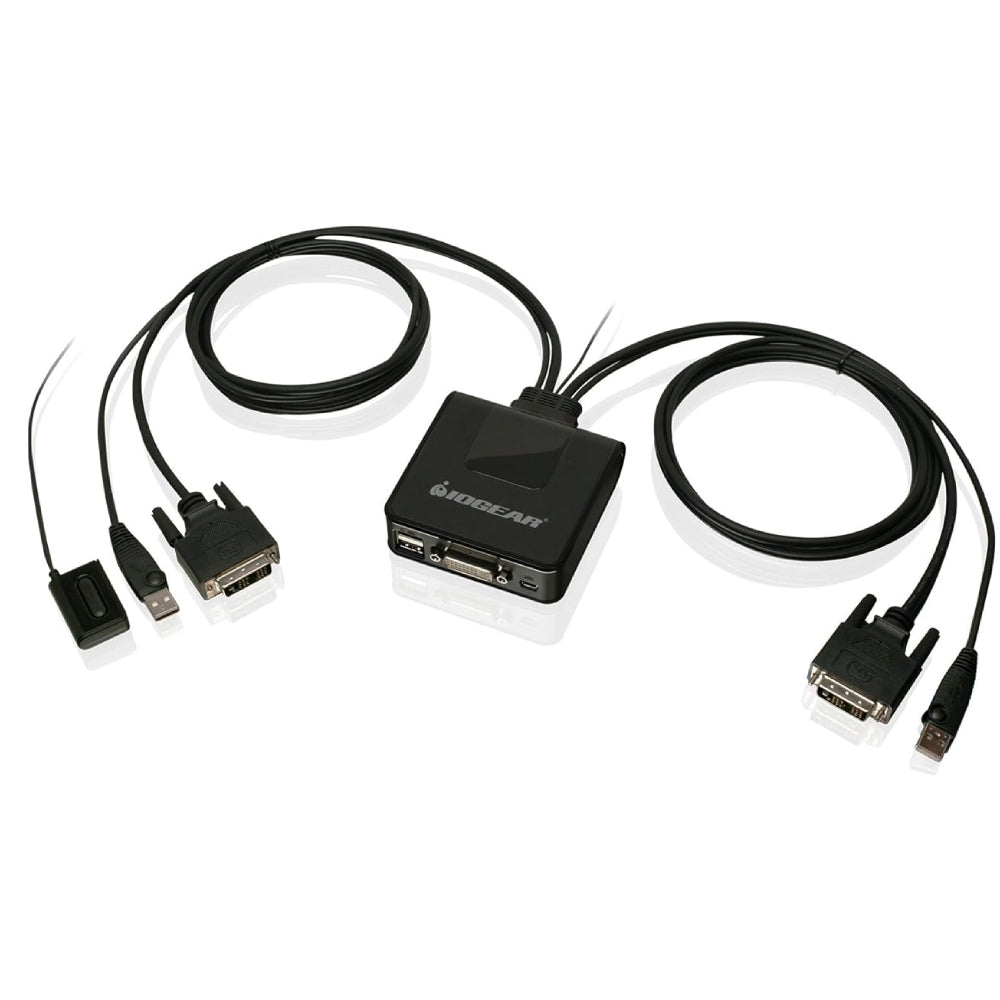 IOGEAR 2-Port USB DVI Cable KVM Switch with Cables and Remote, GCS922U